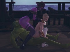 Orc brought a dark and light elf to orgasm