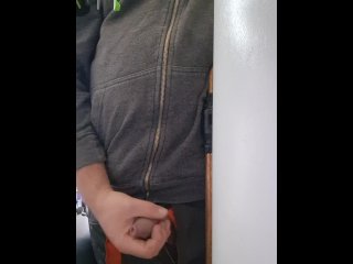 Plumber wanks while doing a boiler service.