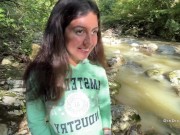 Preview 3 of Fucked a cute girl guide at the waterfall . Extreme sex in nature