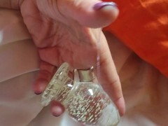 Playing with and then eating cum grool on my beautiful glow plug