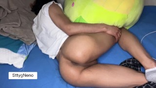 Beautiful 18 year old boy gets fucked hard while lying on the bed
