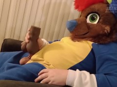 furry plays with Bad Dragon Snowball Masturbator and cums HARD