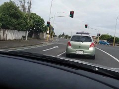 NZ MILF Slut sucks Masters Cock while driving in busy Traffic