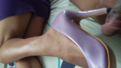 Purple Heels Shoe Job for Slave