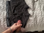 Preview 2 of hairy arab top pumps 8 separate loads of hot thick cum on boxer briefs - cumshot compilation