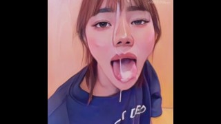 Lovely Asian Adolescent Blowjob Gets A Bizarre Anime Face Remake