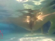 Preview 1 of Elegant and flexible babe, swimming underwater in the outdoor swimming pool. 3 2