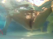 Preview 3 of Elegant and flexible babe, swimming underwater in the outdoor swimming pool. 3 2