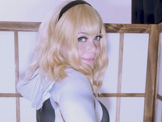 Screen Capture of Video Titled: Spider Gwen gives you a POV eye contact Blowjob (Part 1) - SweetDarling