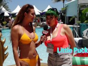 Preview 3 of Naked News interviews Adult Stars in a bikini at XBiz Miami