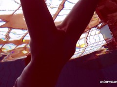 Cute teen Martina swimming naked in the pool