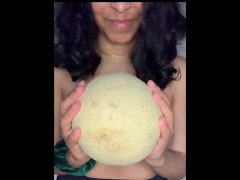 Amateur small tits sprays milk on fruit