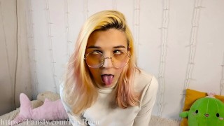 Trap In A Cute White Bodysuit Makes Herself Happy And Cums Like A Slut