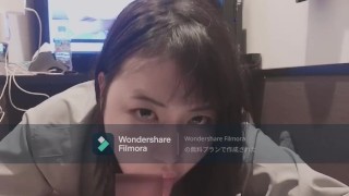 【The pure and innocent F-cup female college student gave me a thick, raw blowjob】 I made her imitate