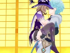 Lisa cums while fucking Chongyun in the dojo Genshin Impact Anime Hentai Uncensored 3D