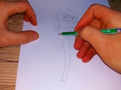 Pissing Japanese woman holds "i love you" posters