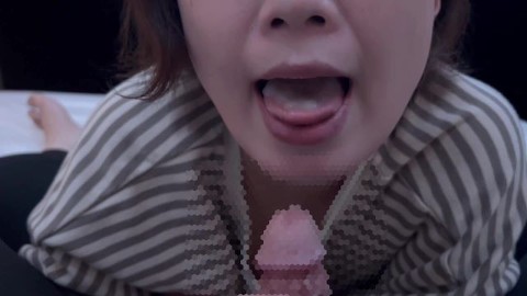 Her gokkun blowjob is stringy and plentiful in her mouth.