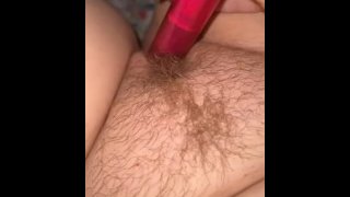 Vibrator on my hairy bbw pussy