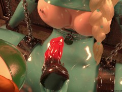 Frozen Elsa and Anna Hardcore Metal Bondage Latex BDSM Animation
