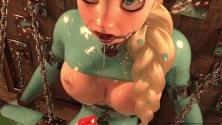 冷凍ElsaとAnnaハードコアメタルボンデージラテックスBDSMアニメーション