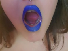 Lipstick Fetish: Blue Lips and Drool