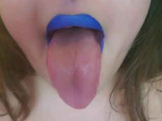 Lipstick Fetish: Blue Lips and Drool