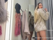 Preview 1 of Fitting room. Hot slut tries on clothes on her hot body in a public place. Public. Shopping center.