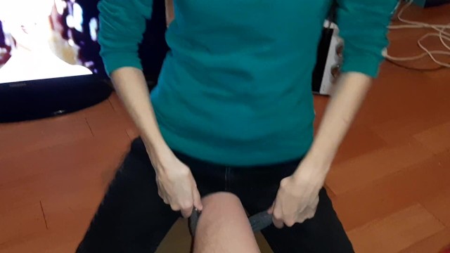 My girlfriend rubs my leg and cums in clothes - Lesbian_illusion