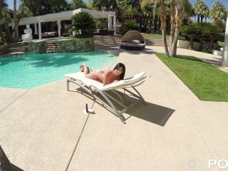 Busty All Natural Asian Jade Kush Takes On A Big Dick Poolside screenshot number 0
