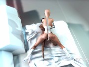 Preview 6 of Female sex android plays with a sexy ebony in the space station