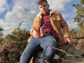 Masturbation in the Forest, Mount, Outdoors, Nature, Lumberjack. PUBLIC SITE