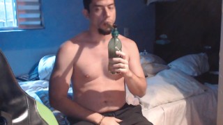 Jerking Off While Smoking My Marijuana On A Water Bong Playing With My Silicone Mouth
