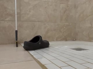 Washing off my filthy feet and legs