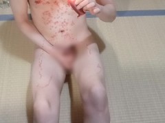 【SM】自分で自分に蝋燭責めしてみた【射精】