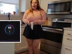 REAL BBW MILF cleans kitchen while using Lovense Flexer vibrator - Kinky Katie