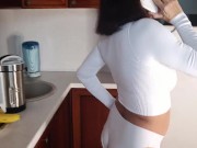 Preview 1 of Stepmom with big boobs seduces stepson into hot sex more often than cooking breakfast