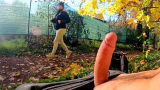 DICKFLASH in the PARK: a slutty milf can't resist to give a me a hard titty fuck