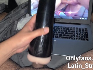 Latin Guy Shoots Stream of Cum with Fleshlight to Hot 3sum 4k