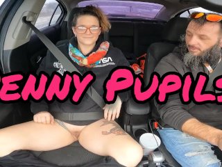 exclusive, female orgasm, brunette, driving