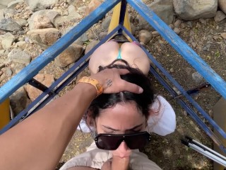POV- Blowjob in the Lake until the Cum is on her Face.