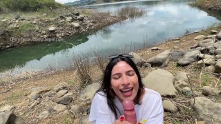Pov- Blowjob In The Lake Until The Cum Is On Her Face