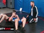 Preview 2 of Handsome Stud Eric Fuller Gets Dominated & Fucked By Wrestling Buddy And Perv Coach - Varsity Grip