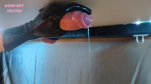 Premature Ruined Orgasm and Postorgasm Play Till he leaks Precum on my Milking Table