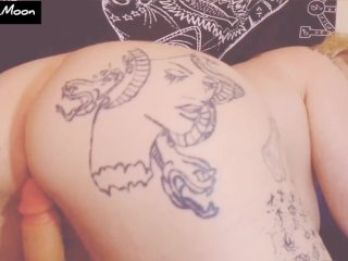 tattoo girl, spanish, fucking dildo, blonde