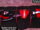 Sexy Latex Rubber Doll Gets Strapped Down & Made to Have Multiple Orgasms With Lovense Flexer & Hush