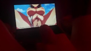 A guy with a red consecration jerks off on a juicy hentai