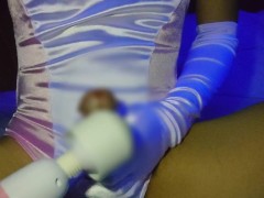 ツルテカ竿出し競泳水着着用でちんこビンビン！電マオナニー【男の娘】【サテン】【ｶｯﾁｶﾁ勃起ん勃起ん🎵】 - Screenshot 14 of 16 - Kneesocks