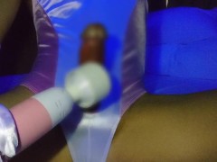 ツルテカ竿出し競泳水着着用でちんこビンビン！電マオナニー【男の娘】【サテン】【ｶｯﾁｶﾁ勃起ん勃起ん🎵】 - Screenshot 9 of 16 - Kneesocks