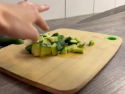 Preview 1 of Cute teen fuck her ass with a big cucumber