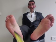 Preview 4 of STEP GAY DAD - TICKLER 3000 - BLACK SUIT, WHITE SHIRT, NO SHOES OR SOCKS TICKLISH FEET TO TEASE🪶👣